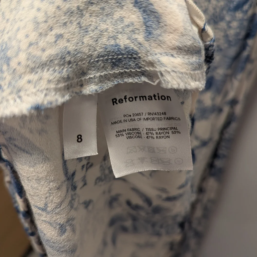 Reformation Celestia Cream and Blue Floral Midi Dress Pompadour Print Size 8 - Picture 7 of 7